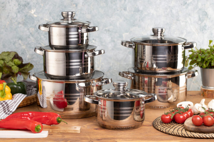 Edelstahl-Kochgeschirr 12-teiliges Edenberg EB-4037 – Robuste Töpfe für gesundes Kochen