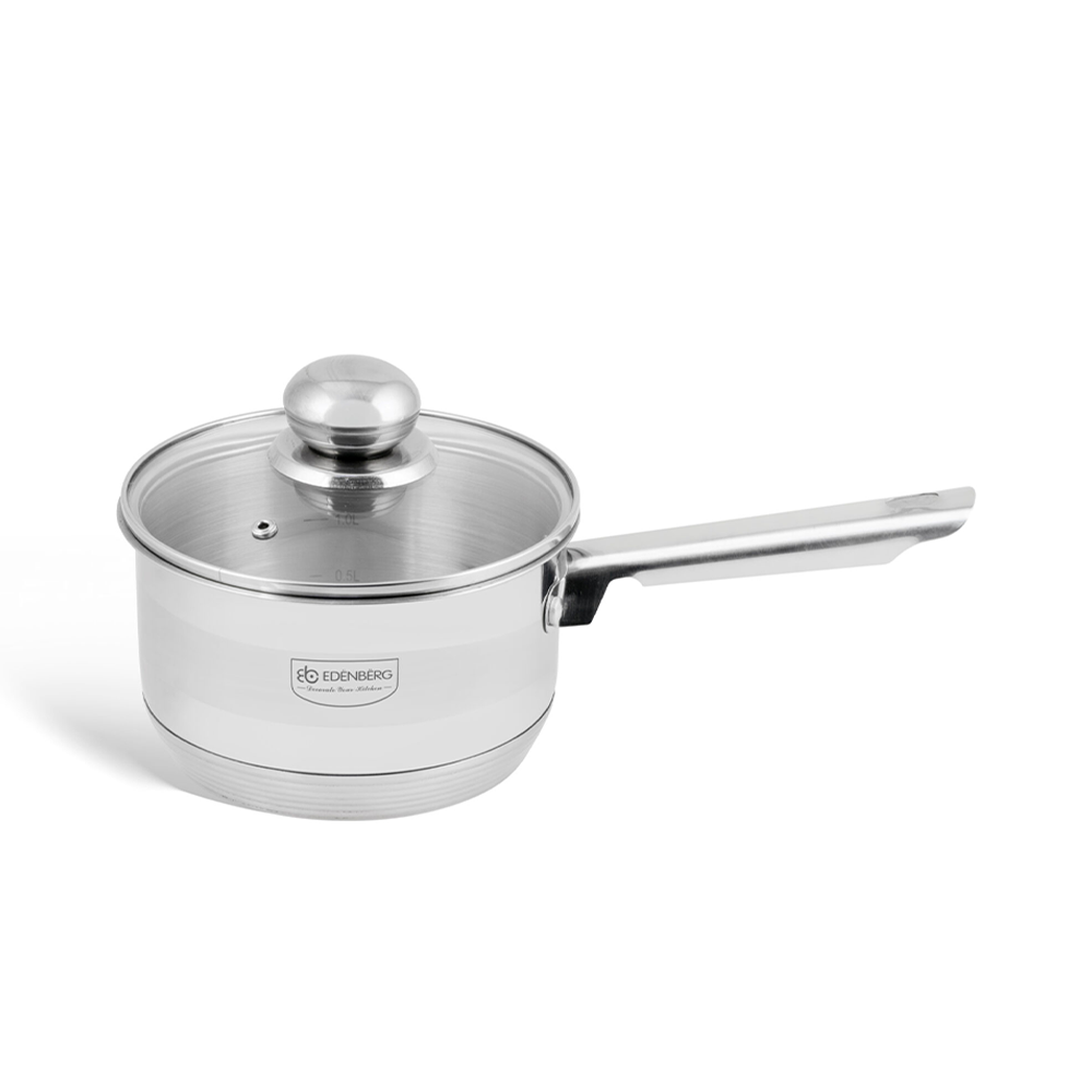Edelstahl Topf mit Glasdeckel 14 cm, 1L, Edenberg EB3032 – Ideal für den täglichen Gebrauch in jeder Küche