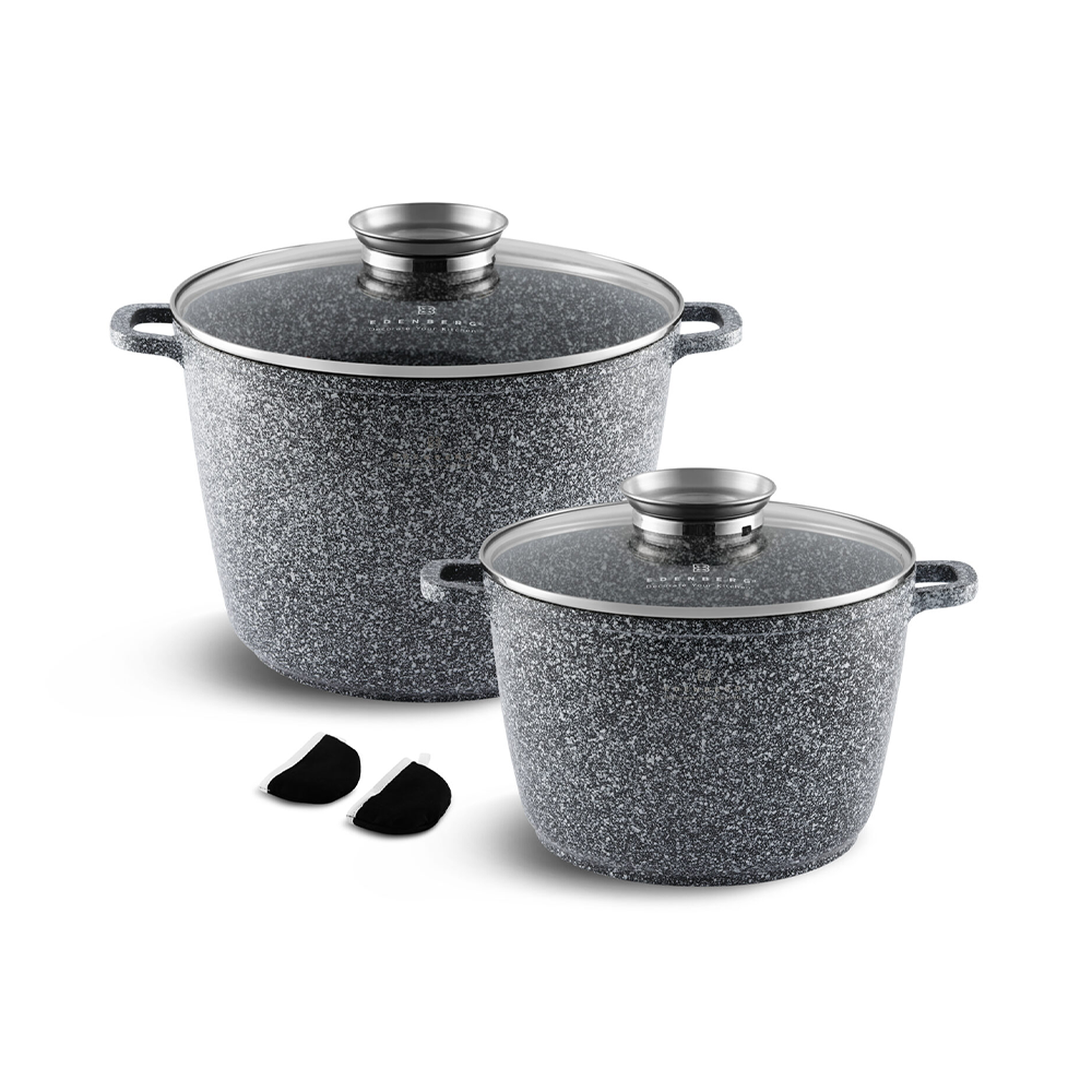 Antihaft-Kochgeschirrset 4-teilig, 2 Töpfe mit Glasdeckeln, Edenberg EB-8045 – Perfekt für gesundes Kochen