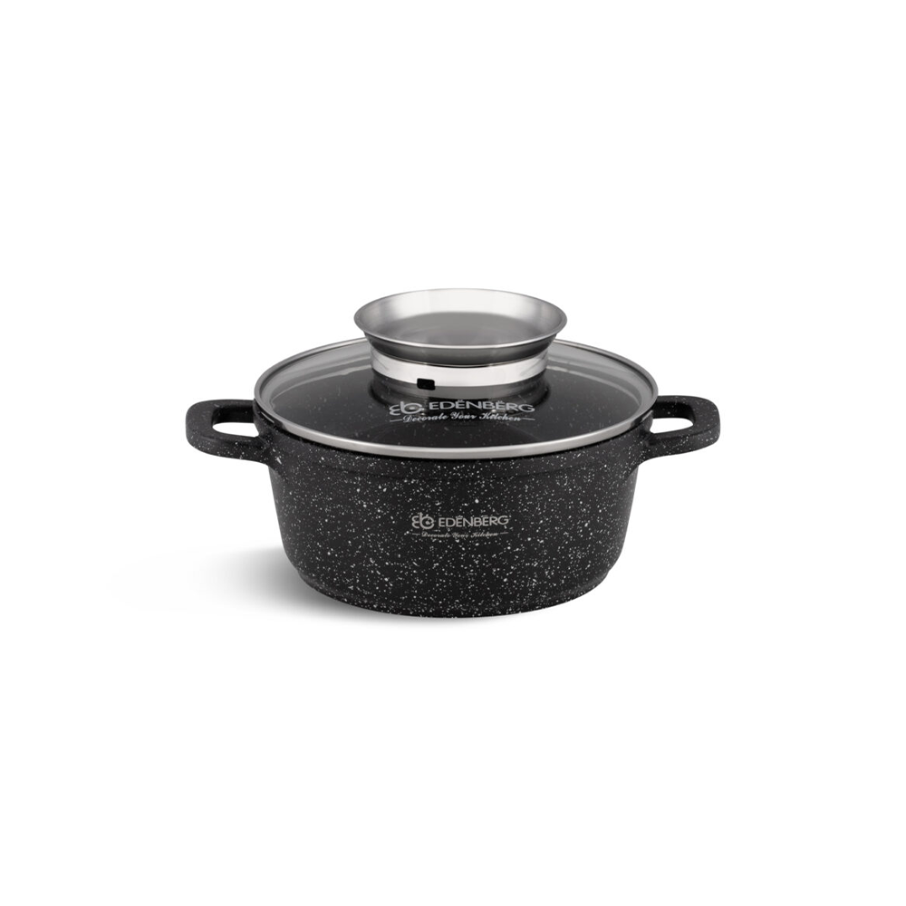 Keramik-Granit Antihaft-Kochtopf mit Glasdeckel 1.3L von Edenberg EB 8121 ideal für vielseitiges Kochen