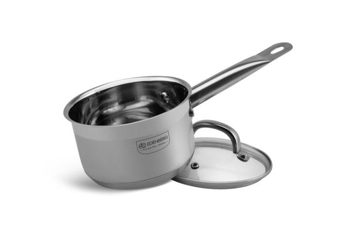 Edelstahl Kasserolle mit Glasdeckel 1L, Edenberg EB6012 – Perfekte Größe für tägliches Kochen