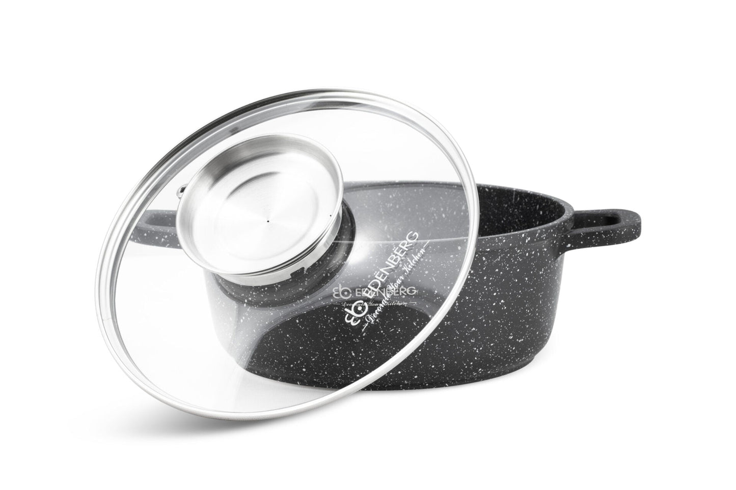 Keramik-Granit Antihaft-Kochtopf mit Glasdeckel 3.3L Edenberg EB 8117 ideal für vielseitiges Kochen