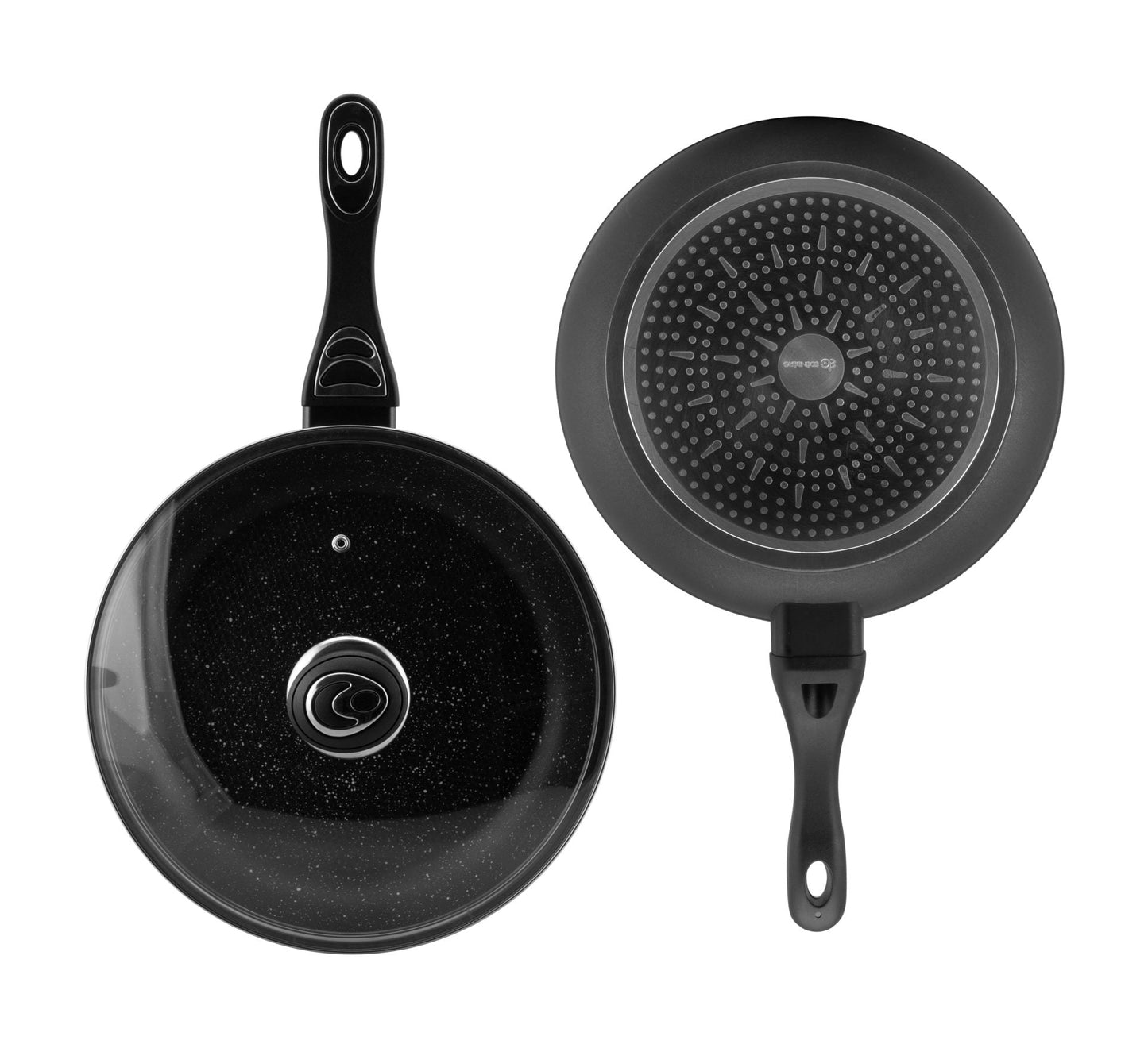 Antihaft Pfanne mit Glasdeckel 24 cm Edenberg EB-9003 schwarz gepresstes Aluminium Robust und vielseitig