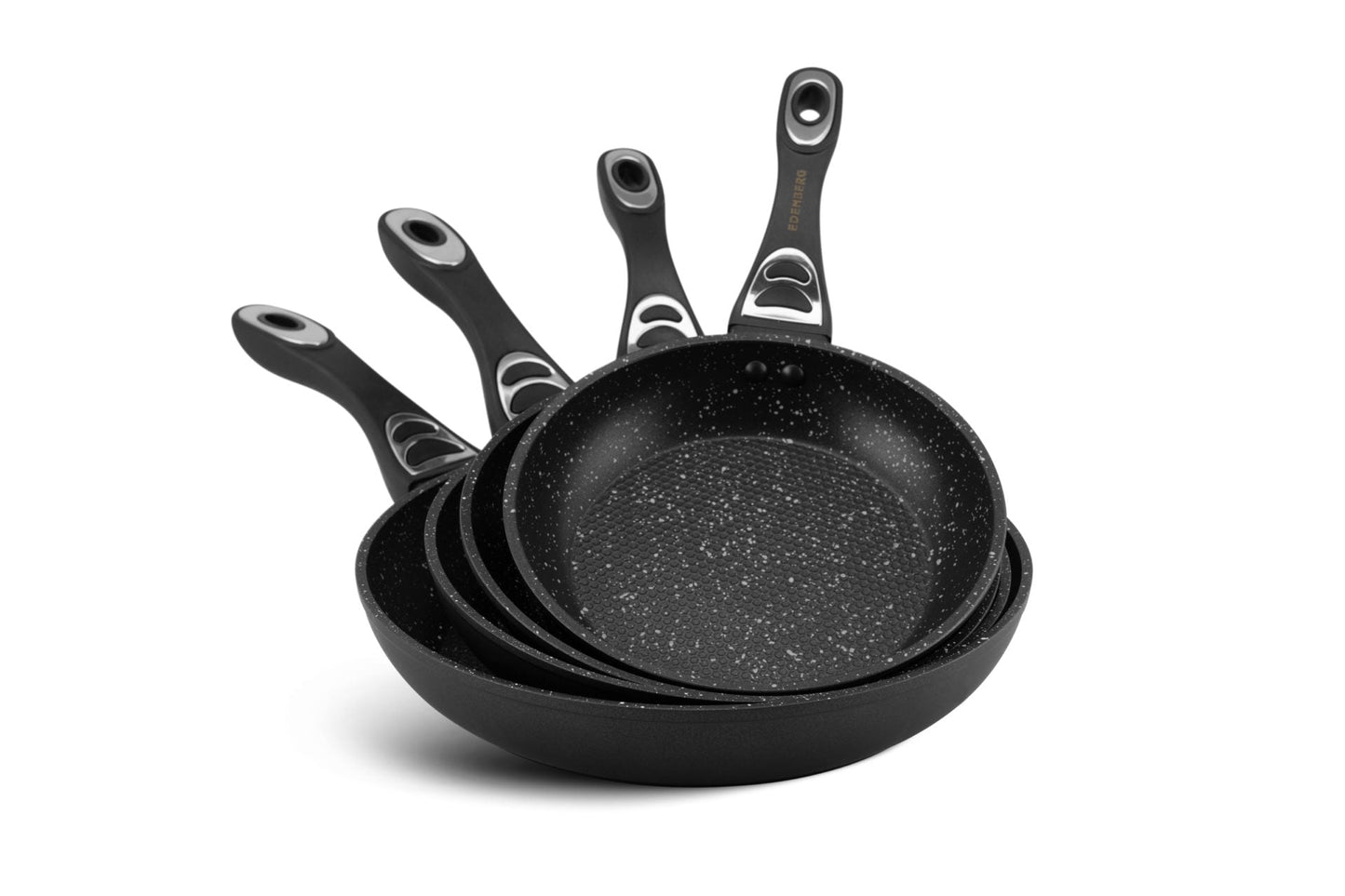 Antihaft Pfanne mit Glasdeckel 24 cm Edenberg EB-9003 schwarz gepresstes Aluminium Robust und vielseitig