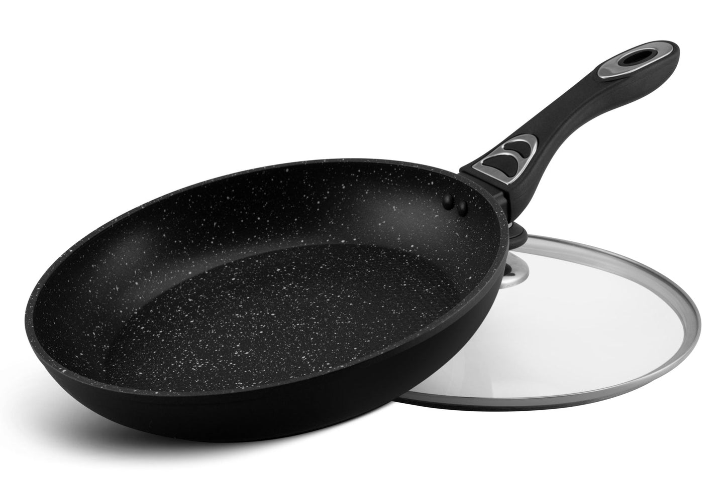 Antihaft Pfanne mit Glasdeckel 24 cm Edenberg EB-9003 schwarz gepresstes Aluminium Robust und vielseitig