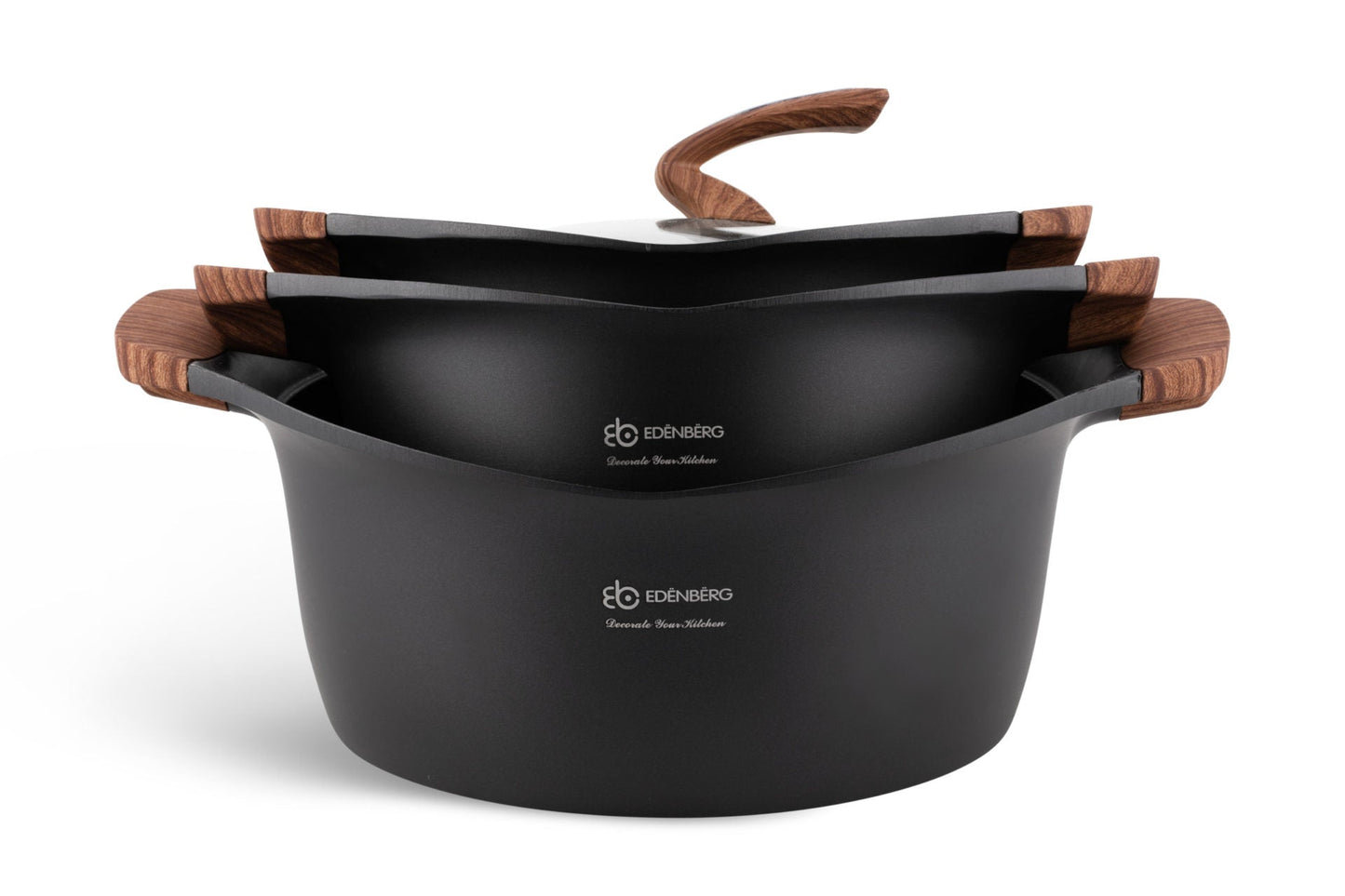 Antihaft-Kochgeschirrset 15-teilig, schwarz, Edenberg EB-9184 – Langlebige Töpfe und Pfannen für gesundes Kochen