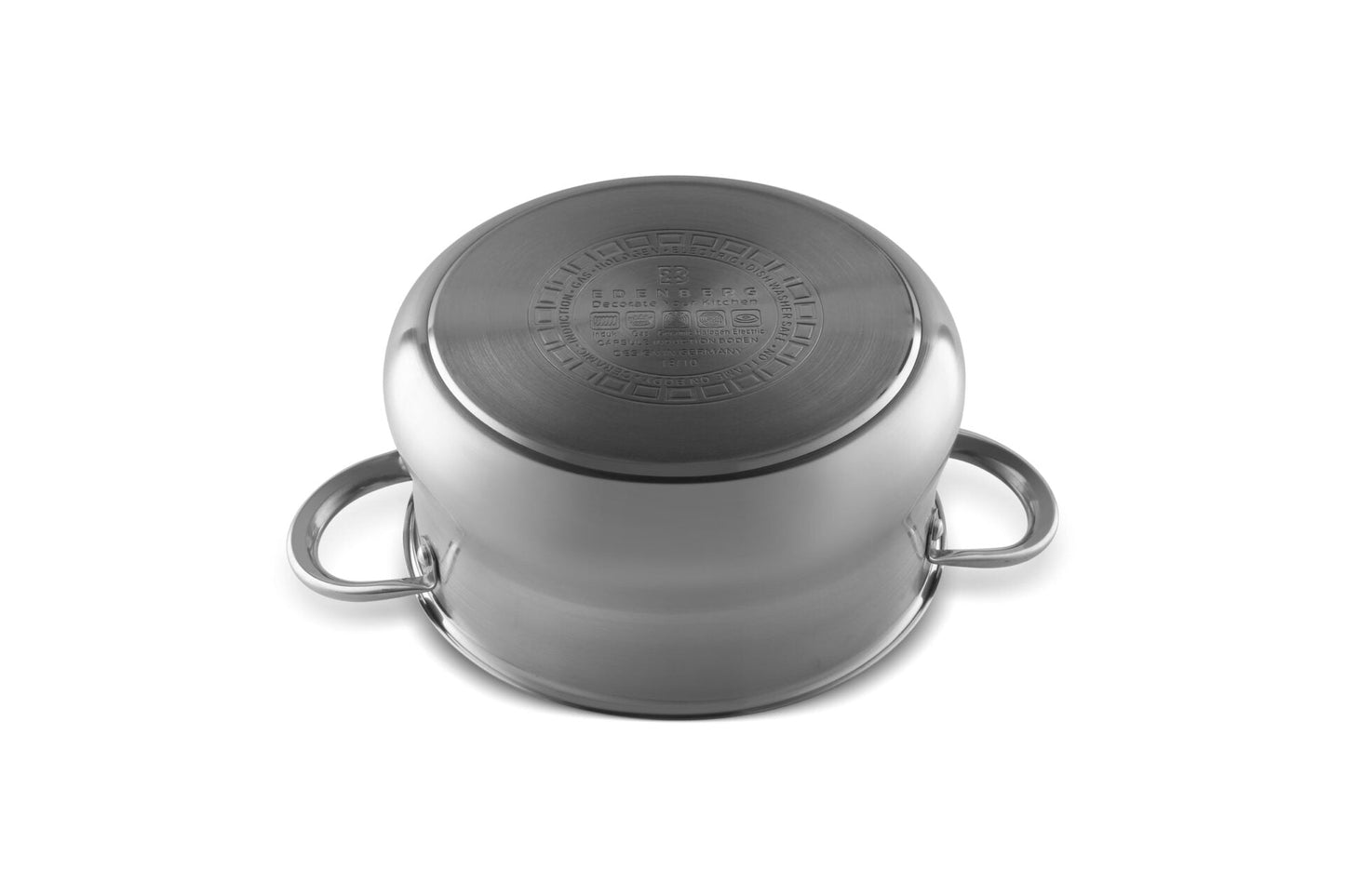 Edelstahl-Kochgeschirr 12-teiliges mit Teflon-Pfanne und Deckel Edenberg EB-2420 – Vielseitige Töpfe für gesundes Kochen