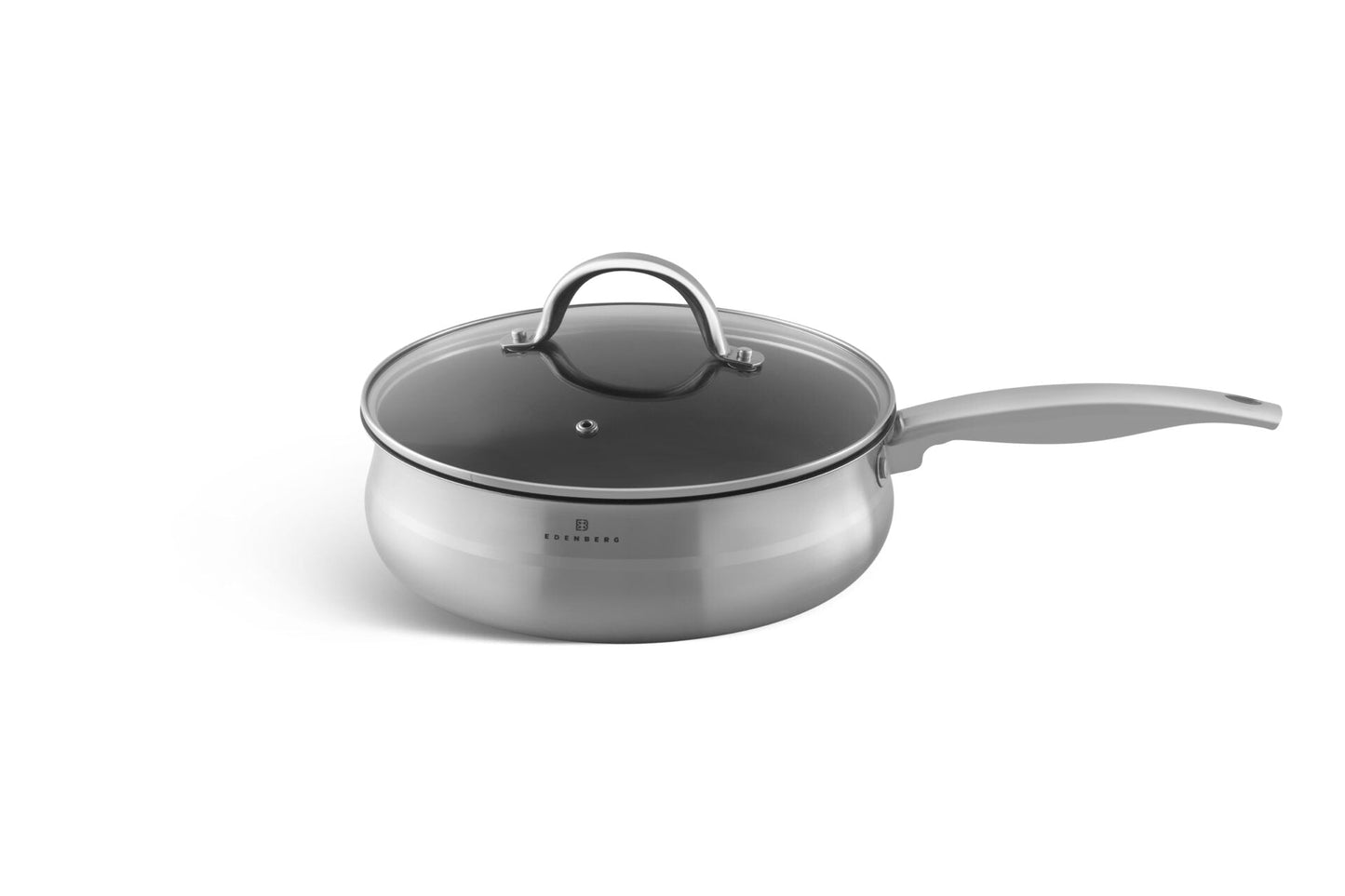 Edelstahl-Kochgeschirr 12-teiliges mit Teflon-Pfanne und Deckel Edenberg EB-2420 – Vielseitige Töpfe für gesundes Kochen