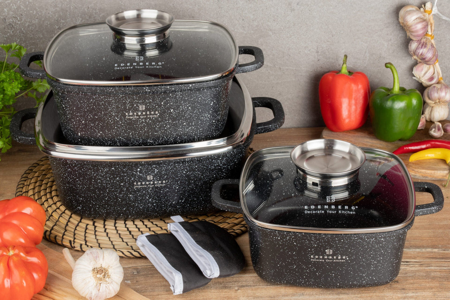 Antihaft-Kochgeschirrset 6-teilig, Edenberg EB-8141 – Langlebige Töpfe und Pfannen für modernes, gesundes Kochen