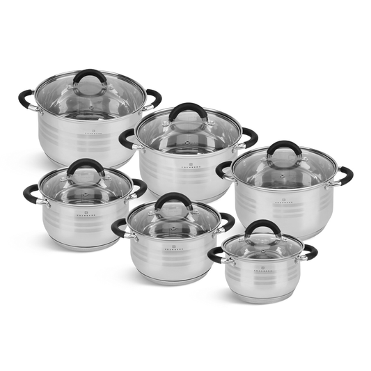 Edelstahl-Kochgeschirr 12-teiliges Edenberg EB-2414 – Langlebige Töpfe für vielseitiges Kochen