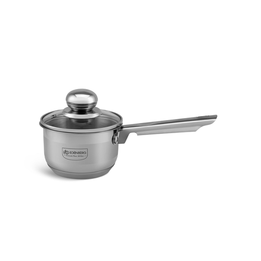 Edelstahl Topf mit Glasdeckel 12 cm 0.6L Edenberg EB3031 – Ideal für den täglichen Gebrauch in jeder Küche