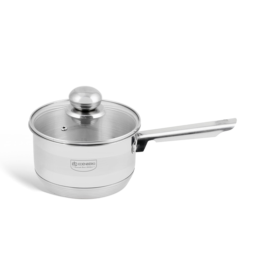 Edelstahl Topf mit Glasdeckel 14 cm, 1L, Edenberg EB3032 – Ideal für den täglichen Gebrauch in jeder Küche