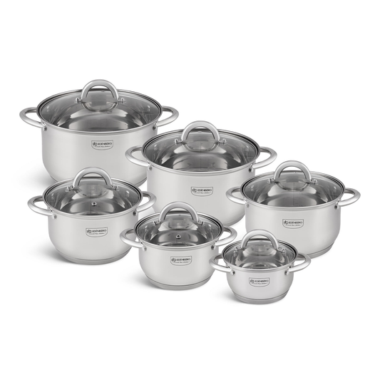 Edelstahl-Kochgeschirr 12-teiliges Edenberg EB-4000 – Hochwertige Töpfe für gesundes Kochen