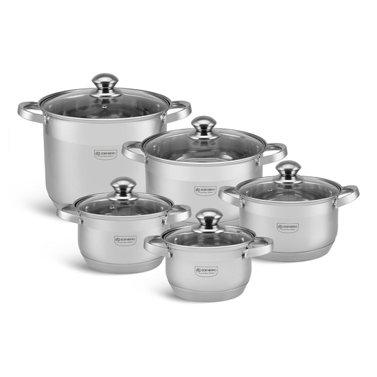 Edelstahl-Kochgeschirr 10-teiliges Edenberg EB-4009 – Robuste Töpfe für gesundes Kochen