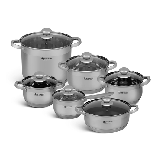 Edelstahl-Kochgeschirr 12-teiliges Edenberg EB-4010 – Robuste Töpfe für vielseitiges Kochen