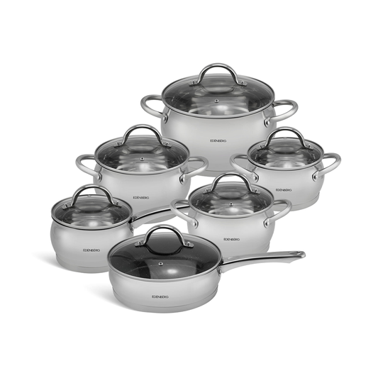 Edelstahl-Kochgeschirr 12-teiliges Edenberg EB-4052 – Robuste Töpfe für vielseitiges Kochen