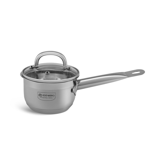 Edelstahl Kasserolle mit Glasdeckel 1L, Edenberg EB6012 – Perfekte Größe für tägliches Kochen