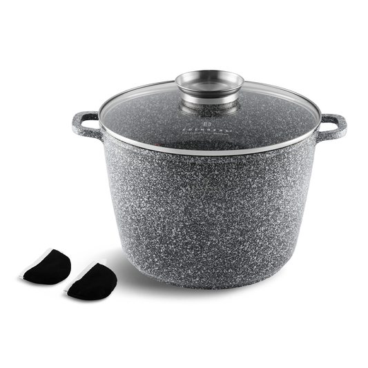 Keramik-Granit Antihaft-Kochtopf mit Glasdeckel 10L von Edenberg EB 8009 ideal für vielseitiges Kochen