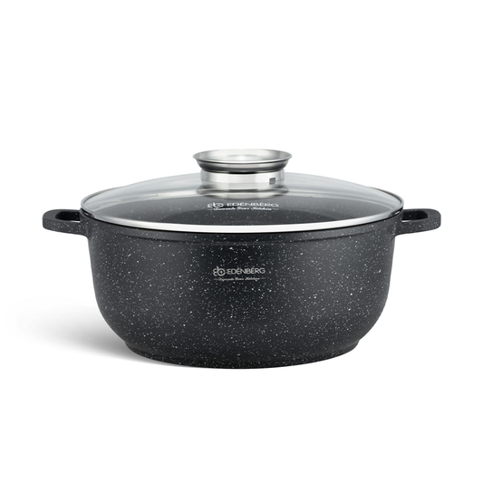 Antihaft-Kochtopf mit Keramik Granit Antihaftbeschichtung und Glasdeckel 6,8L Edenberg EB-8120– Perfekt für gesundes Kochen