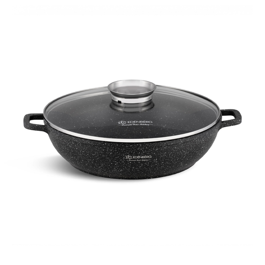 Keramik-Granit Antihaft-Kochtopf rund mit Glasdeckel 3.3L Edenberg EB 8159 ideal für vielseitiges Kochen