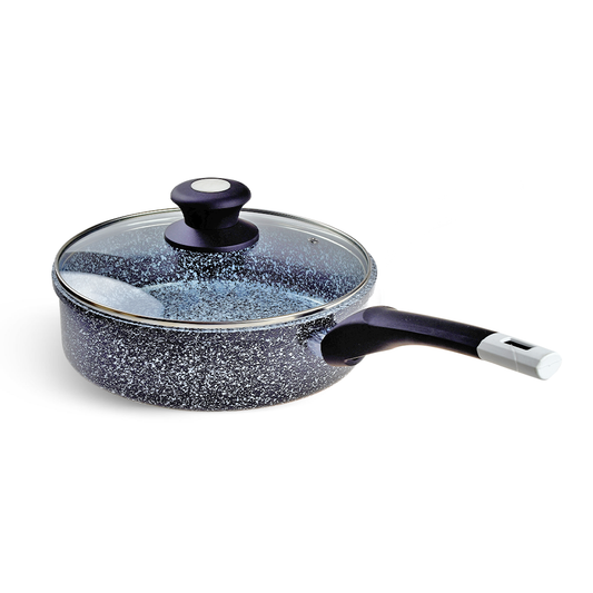 Antihaft Pfanne mit Glasdeckel 24 cm Edenberg EB-9147 grau marmoriert gepresstes Aluminium&nbsp;