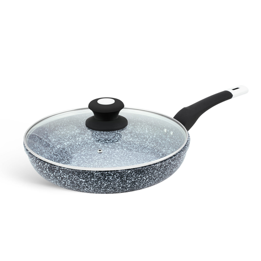 Antihaft Pfanne mit Granitbeschichtung und Deckel 18 cm Edenberg EB-9163 grau marmoriert