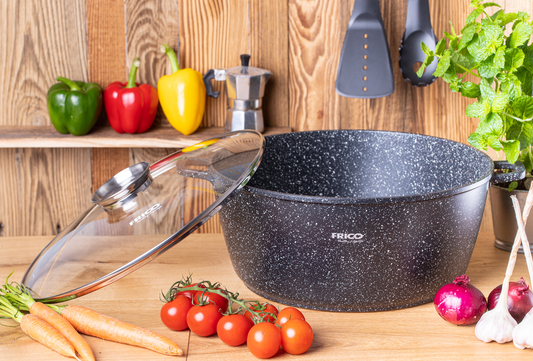 Keramik-Granit Antihaft-Kochtopf mit Glasdeckel 13.5L von Edenberg Frico FR 4419 ideal für vielseitiges Kochen