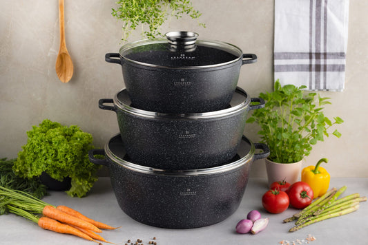 Antihaft-Kochgeschirrset 6-teilig, Edenberg EB-8152 – Hochwertige Töpfe und Pfannen für fettfreies Kochen