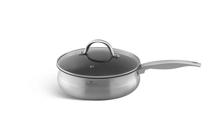 Edelstahl-Kochgeschirr 12-teiliges mit Teflon-Pfanne und Deckel Edenberg EB-2420 – Vielseitige Töpfe für gesundes Kochen