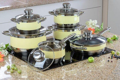 Edelstahl-Kochgeschirr 12-teiliges Edenberg EB-9981 – Hochwertige Töpfe für energieeffizientes Kochen